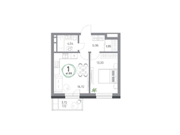 Продается 1-комнатная квартира ЖК Юдинский, дом 1.4, 41.99  м&sup2;, 6038162 рублей