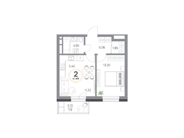 Продается 2-комнатная квартира ЖК Юдинский, дом 1.4, 41.99  м&sup2;, 6080152 рублей