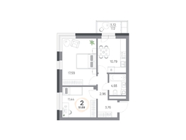 Продается 2-комнатная квартира ЖК Юдинский, дом 1.5, 51.69  м&sup2;, 7029840 рублей
