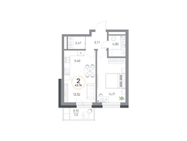 Продается 2-комнатная квартира ЖК Юдинский, дом 1.5, 43.79  м&sup2;, 6134979 рублей