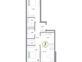 Продается 3-комнатная квартира ЖК Юдинский, дом 1.5, 73.71  м&sup2;, 9995076 рублей