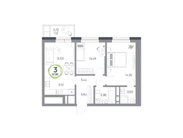 Продается 3-комнатная квартира ЖК Юдинский, дом 1.5, 57.82  м&sup2;, 7898212 рублей