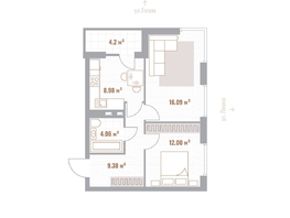Продается 2-комнатная квартира ЖК Николаевские кварталы, 52.61  м&sup2;, 11837250 рублей
