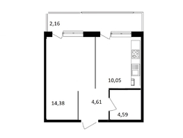 Продается 1-комнатная квартира ЖК Аринский, дом 2 корпус 2, 35.79  м&sup2;, 4400000 рублей