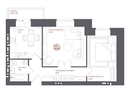 Продается 2-комнатная квартира ЖК Звезда, 53.23  м&sup2;, 6706980 рублей
