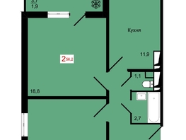 Продается 2-комнатная квартира ЖК КБС. Курчатова, дом 12.2, 56.2  м&sup2;, 8700000 рублей