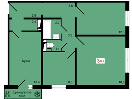 Продается 3-комнатная квартира ЖК КБС. Курчатова, дом 12.2, 70.7  м&sup2;, 10600000 рублей