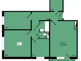 Продается 3-комнатная квартира ЖК КБС. Курчатова, дом 12.2, 83.2  м&sup2;, 11600000 рублей