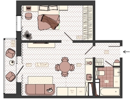 Продается 2-комнатная квартира ЖК КБС. Классика, дом 1, 51.4  м&sup2;, 8000000 рублей