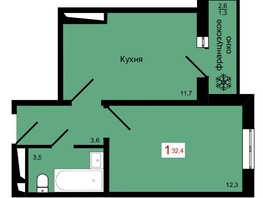 Продается 1-комнатная квартира ЖК КБС. Классика, дом 4, 32.4  м&sup2;, 6250000 рублей
