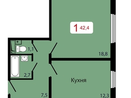 Продается 1-комнатная квартира ЖК КБС. Берег, дом 7 строение 6, 42.4  м&sup2;, 6489000 рублей