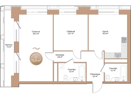 Продается 2-комнатная квартира ЖК Небо над Енисеем, 72.9  м&sup2;, 13267800 рублей