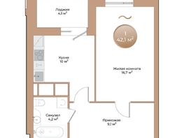 Продается 1-комнатная квартира ЖК Небо над Енисеем, 42.1  м&sup2;, 8293700 рублей