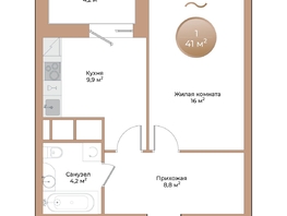 Продается 1-комнатная квартира ЖК Небо над Енисеем, 41  м&sup2;, 8159000 рублей