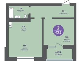 Продается 2-комнатная квартира ЖК Прогресс-квартал Перемены, дом 4, 43.3  м&sup2;, 6928000 рублей