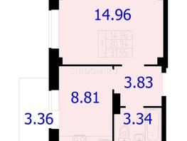Продается 1-комнатная квартира ЖК Новые Солонцы, дом 9, 31.95  м&sup2;, 5000000 рублей