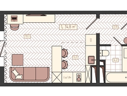 Продается 1-комнатная квартира ЖК КБС. Классика, дом 2, 34.8  м&sup2;, 5750000 рублей