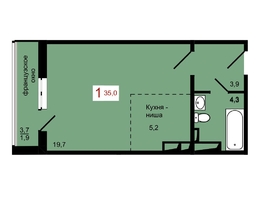 Продается 1-комнатная квартира ЖК КБС. Берег, дом 7 строение 1, 35  м&sup2;, 5650000 рублей