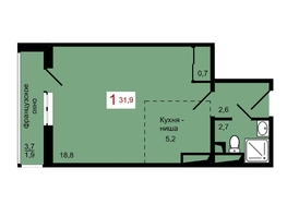 Продается 1-комнатная квартира ЖК КБС. Берег, дом 7 строение 1, 31.9  м&sup2;, 5100000 рублей
