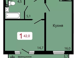 Продается 1-комнатная квартира ЖК КБС. Классика, дом 3, 42  м&sup2;, 6420000 рублей