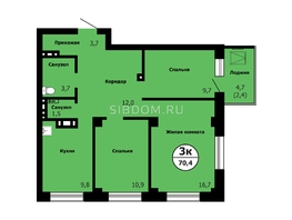 Продается 3-комнатная квартира ЖК Серебряный, дом 1 корпус 3, 70.4  м&sup2;, 9064314 рублей