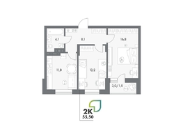 Продается 2-комнатная квартира ЖК Аллея Парк, 4 этап, 56.1  м&sup2;, 7741800 рублей