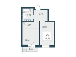 Продается 2-комнатная квартира ЖК Расцветай в Солнечном, дом 2, 48.35  м&sup2;, 6900000 рублей