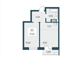 Продается 2-комнатная квартира ЖК Расцветай в Солнечном, дом 2, 47.26  м&sup2;, 6800000 рублей