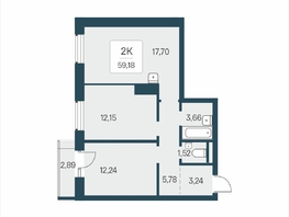 Продается 2-комнатная квартира ЖК Расцветай в Солнечном, дом 2, 59.18  м&sup2;, 8450000 рублей
