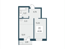 Продается 2-комнатная квартира ЖК Расцветай в Солнечном, дом 2, 48.96  м&sup2;, 6600000 рублей