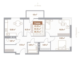 Продается 3-комнатная квартира  Николаевские кварталы, Воскресенский, 90.76  м&sup2;, 17900000 рублей