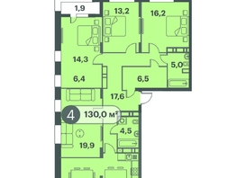 Продается 4-комнатная квартира ЖК Три Клёна, дом 1, 130  м&sup2;, 17290000 рублей