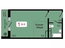 Продается 1-комнатная квартира ЖК КБС. Классика, дом 3, 34.8  м&sup2;, 5750000 рублей