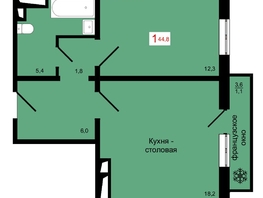 Продается 1-комнатная квартира ЖК КБС. Классика, дом 4, 44.8  м&sup2;, 6900000 рублей