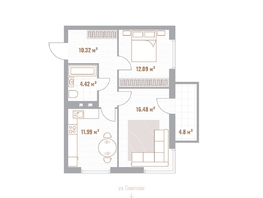 Продается 2-комнатная квартира  Николаевские кварталы, Воскресенский, 56.7  м&sup2;, 12474000 рублей