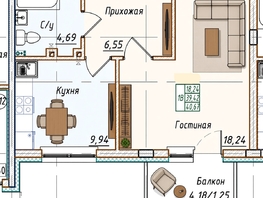 Продается 1-комнатная квартира ЖК Живём, Квартал 6.1, дом 1, 40.5  м&sup2;, 4700000 рублей