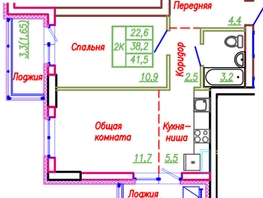 2-комнатная квартира, 43 м², 6/25 этаж