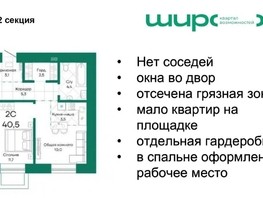Продается 2-комнатная квартира ЖК Широта, корпус 1, 40.5  м², 5058450 рублей