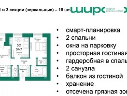 Продается 3-комнатная квартира ЖК Широта, корпус 1, 54.7  м², 6339730 рублей