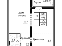 Продается 1-комнатная квартира ЖК Дом культуры, корпус 1, 42.7  м², 5807200 рублей