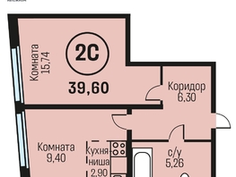 Продается 2-комнатная квартира ЖК Адалин на Южном, дом 15 корпус 5, 39.6  м², 4752000 рублей