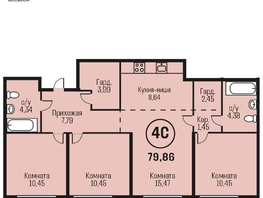 Продается 4-комнатная квартира ЖК Адалин на Южном, дом 15 корпус 7, 79.86  м², 9503340 рублей