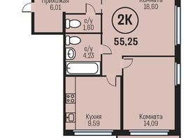 Продается 2-комнатная квартира ЖК Адалин на Южном, дом 15 корпус 3, 55.25  м², 5193500 рублей