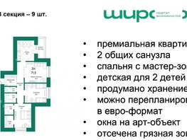 Продается 3-комнатная квартира ЖК Широта, корпус 1, 71.3  м², 9226220 рублей