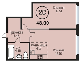 Продается 2-комнатная квартира ЖК Адалин на Южном, дом 15 корпус 3, 48.9  м², 4987800 рублей