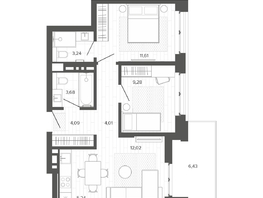 Продается 3-комнатная квартира ЖК Меланж, 59.6  м², 9851000 рублей