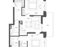 Продается 3-комнатная квартира ЖК Меланж, 72.16  м², 11857000 рублей
