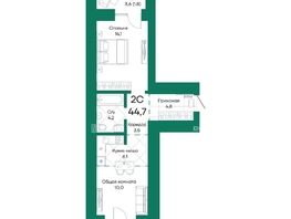 Продается 2-комнатная квартира ЖК Широта, корпус 2, 44.7  м², 6480606 рублей