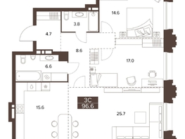 Продается 3-комнатная квартира ЖК Сахаров Парк, 96.6  м², 29343699 рублей