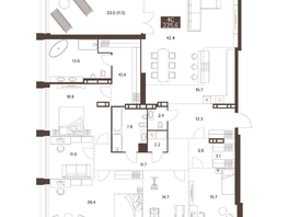 Продается 4-комнатная квартира ЖК Сахаров Парк, 225.2  м², 110348000 рублей